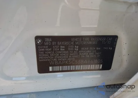 2011 BMW 328I xDrive from USA, damaged, VIN WBAPK5C53BA661805